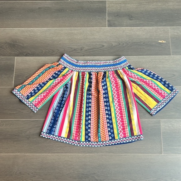 Flying Tomato Multicolour Boho Striped Smocked Off The Shoulders Top - Picture 5 of 14